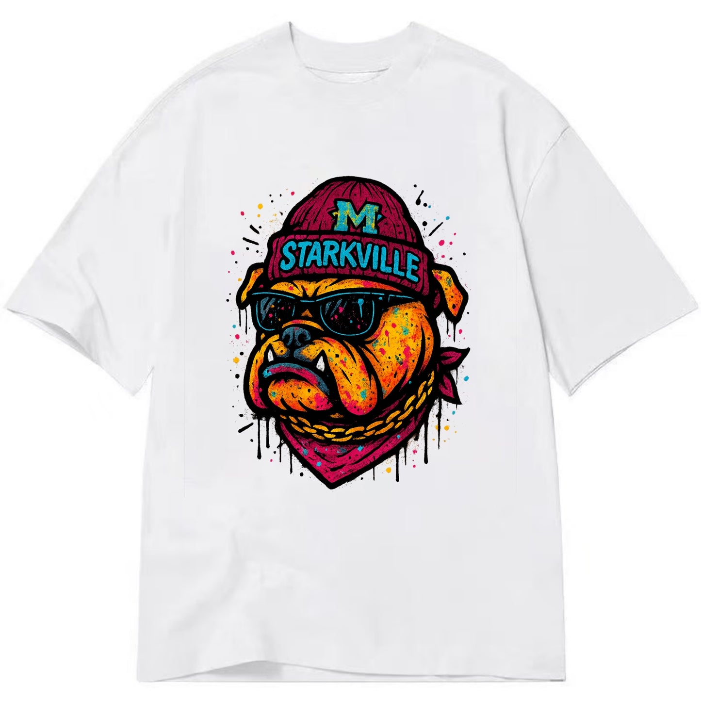 Starkville Bulldog wearing Mississippi State beanie with M patch - Classic T-shirt - White