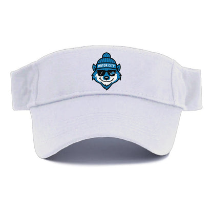 Motor City Wolverine wearing Lions beanie with gear patch and wayfarer sunglasses - Visor - White