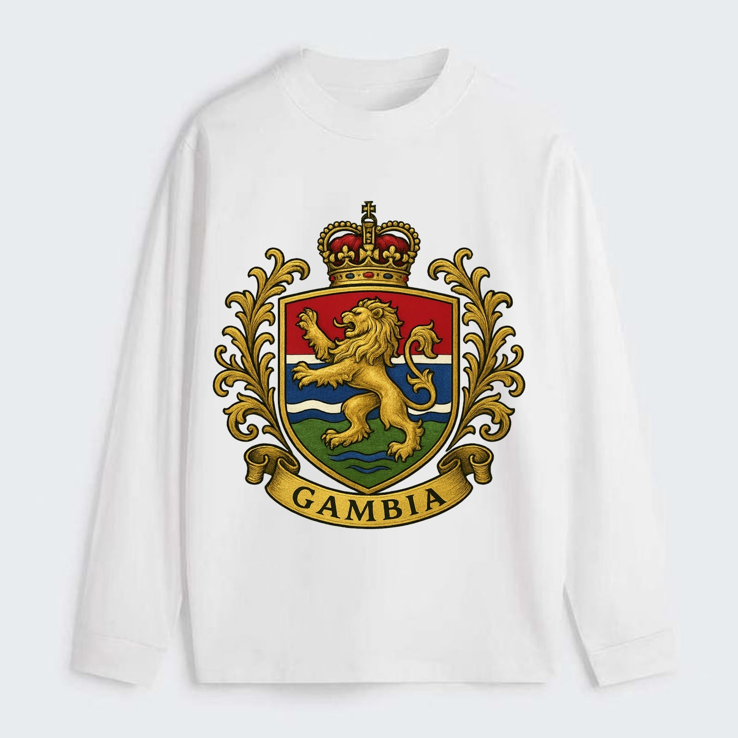 Gambia Heritage Badge  - Classic Long Sleeve Shirt - White