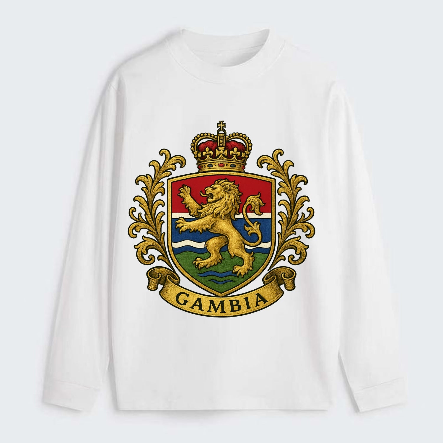 Gambia Heritage Badge  - Classic Long Sleeve Shirt - White