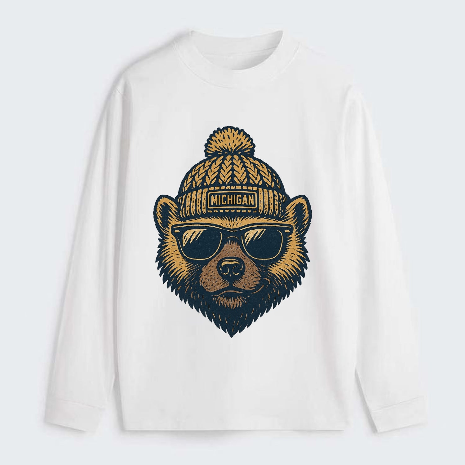 Ann Arbor Wolverine wearing Michigan bea - Classic Long Sleeve Shirt - White