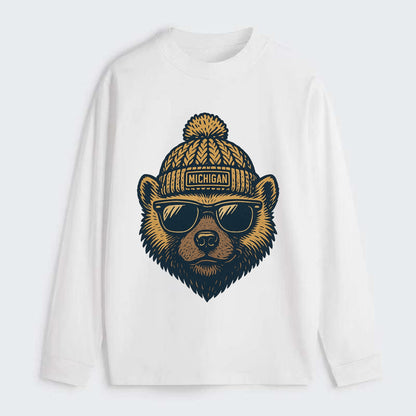 Ann Arbor Wolverine wearing Michigan bea - Classic Long Sleeve Shirt - White