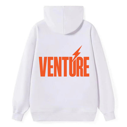 Bold typography design - "VENTURE" - taking risks, bold exploration - Classic Pullover Hoodie - White