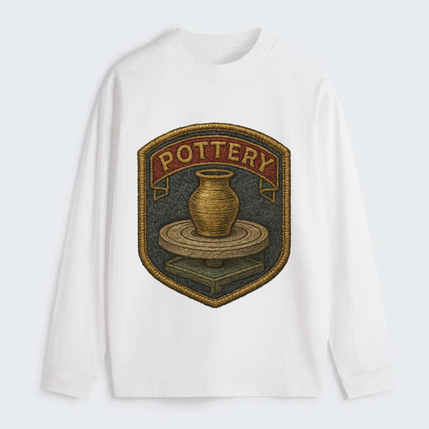 Pottery wheel with clay vessel - ceramicist symbol - Classic Long Sleeve Shirt - White