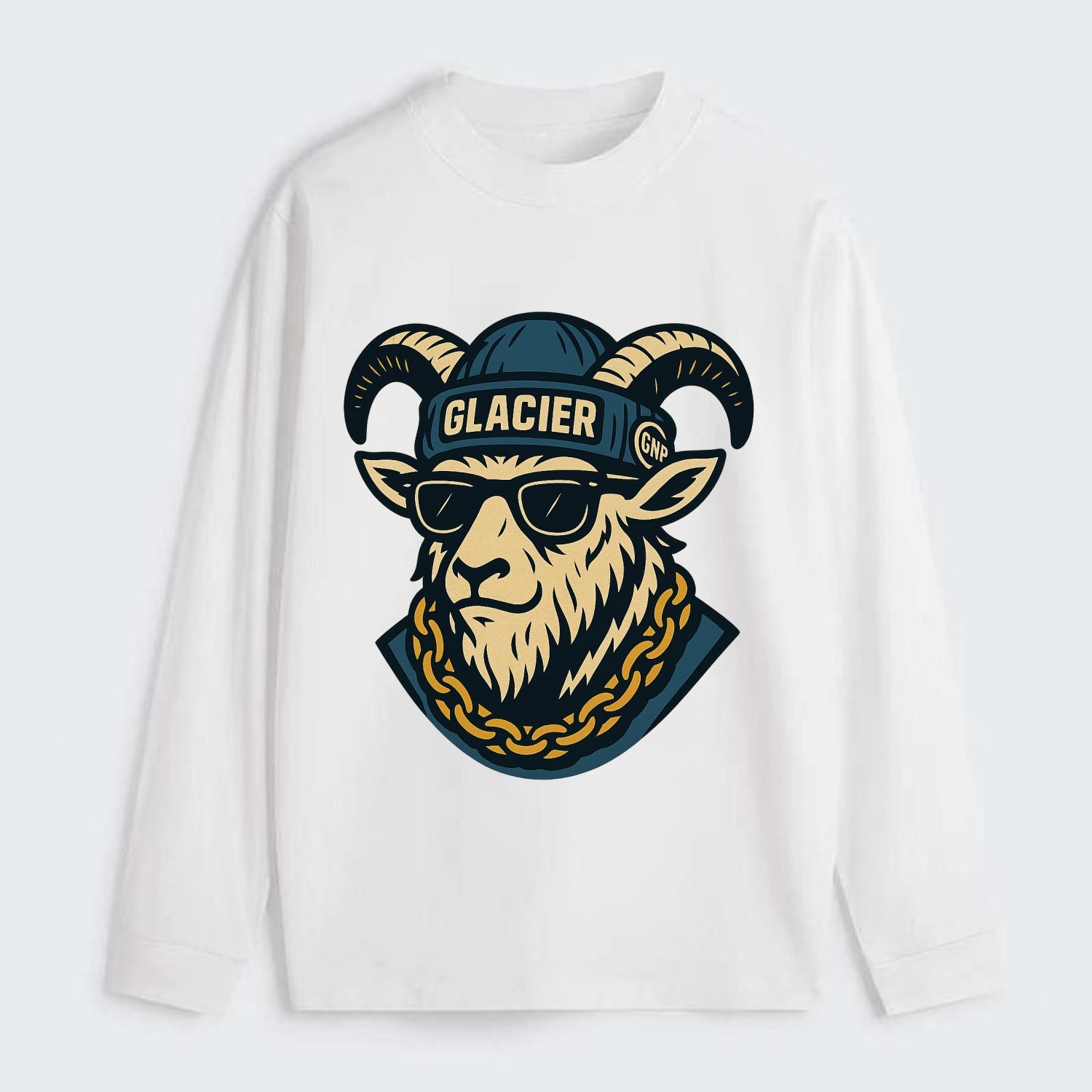 Glacier Mountain Goat - Classic Long Sleeve Shirt - White