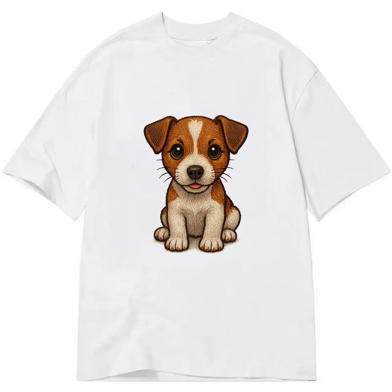 Baby Jack Russell Terrier Puppy - white with markings, alert ears, energetic - Classic T-shirt - White