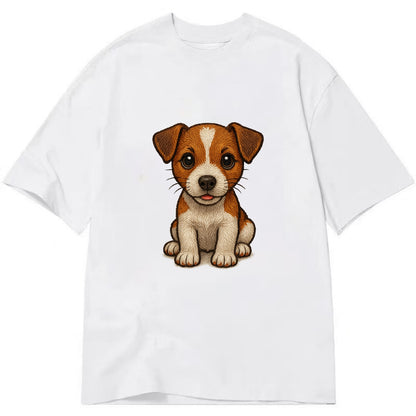 Baby Jack Russell Terrier Puppy - white with markings, alert ears, energetic - Classic T-shirt - White