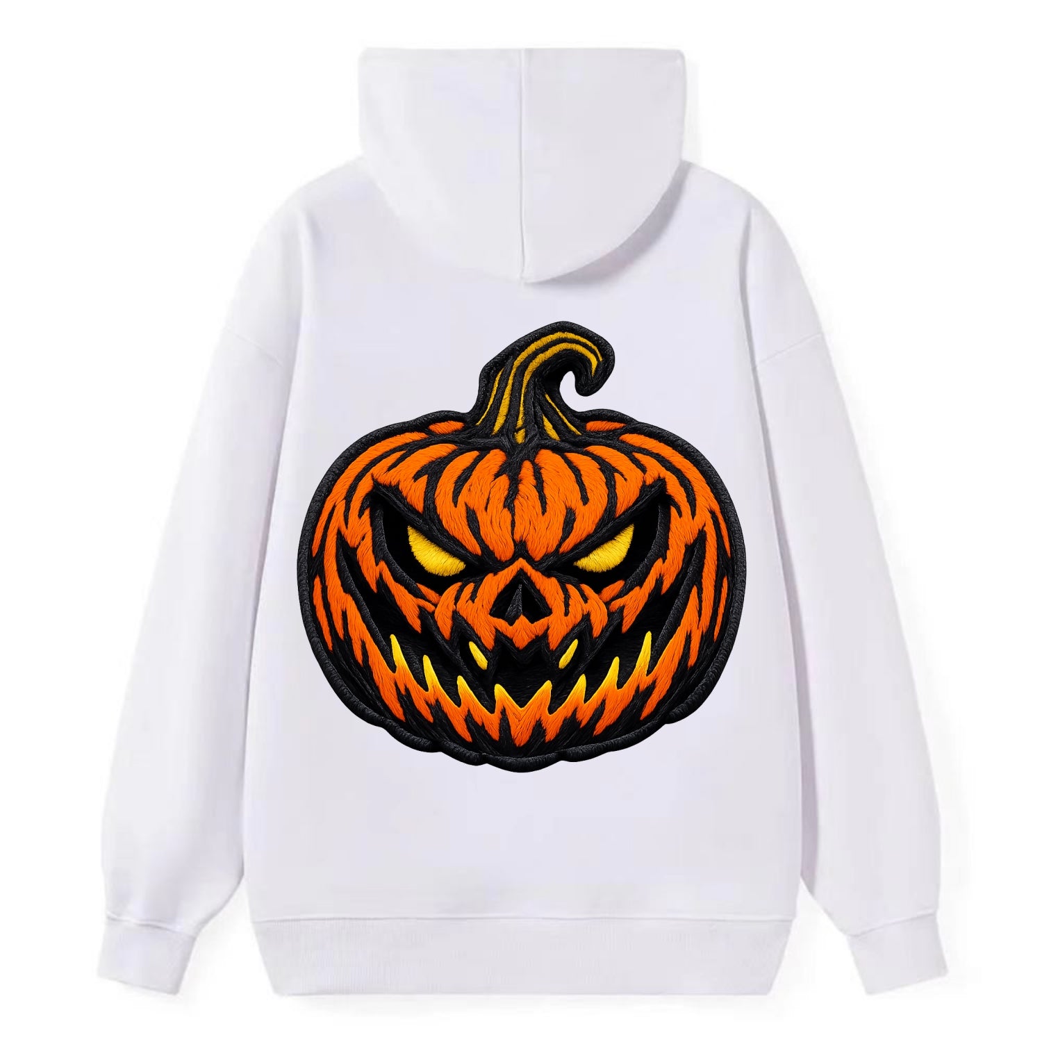 HALLOWEEN PUMPKIN - jack o lantern in orange and black , spooky - Classic Pullover Hoodie - White