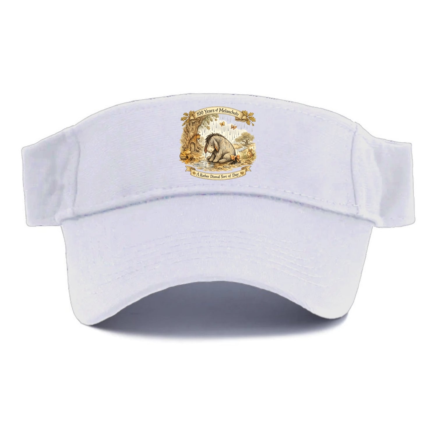 GLOOMY GLEN | Droopy figure in rain | Tattered tail bow | Pessimistic poetry | Loveable - Visor - White