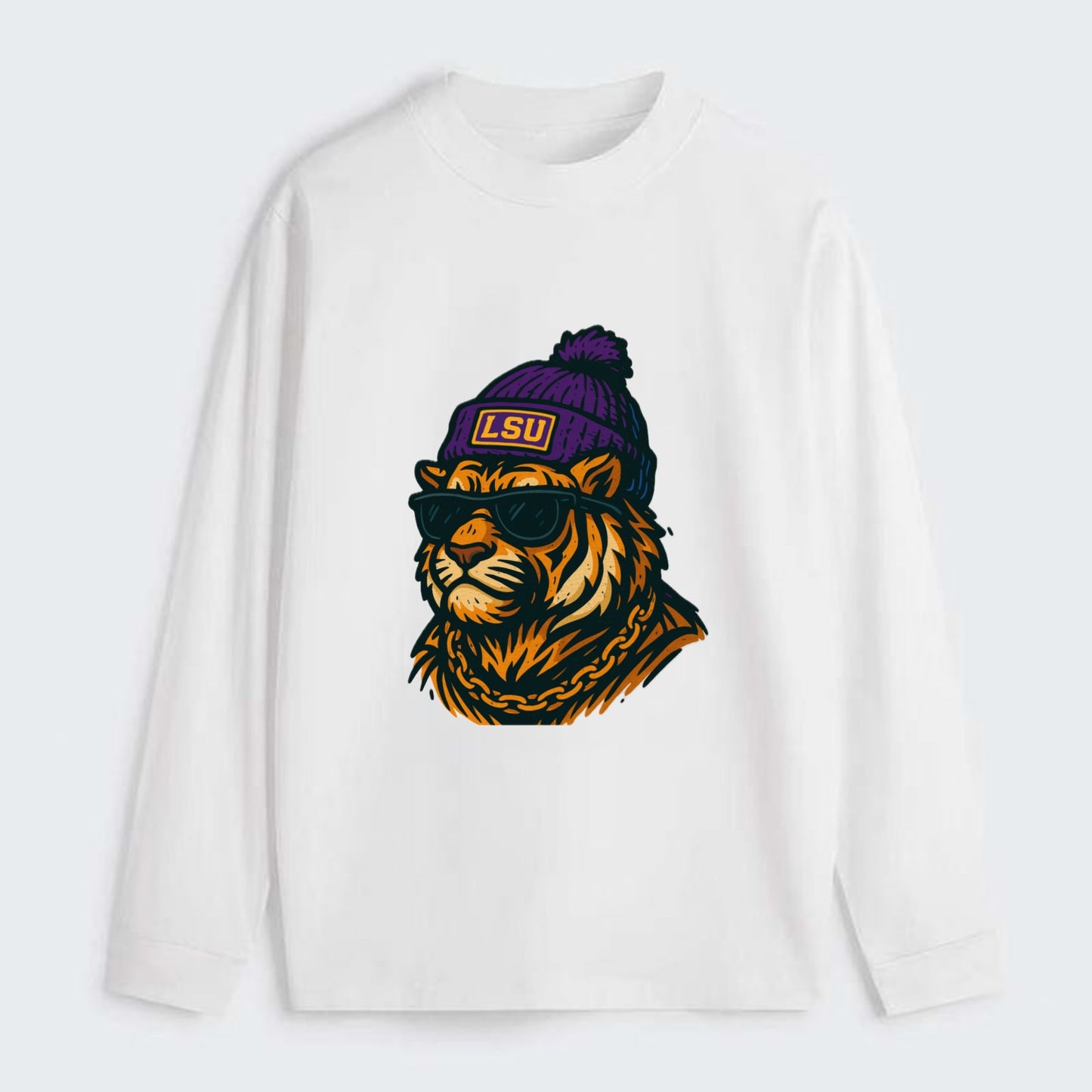 LSU Mike Tiger - Classic Long Sleeve Shirt - White