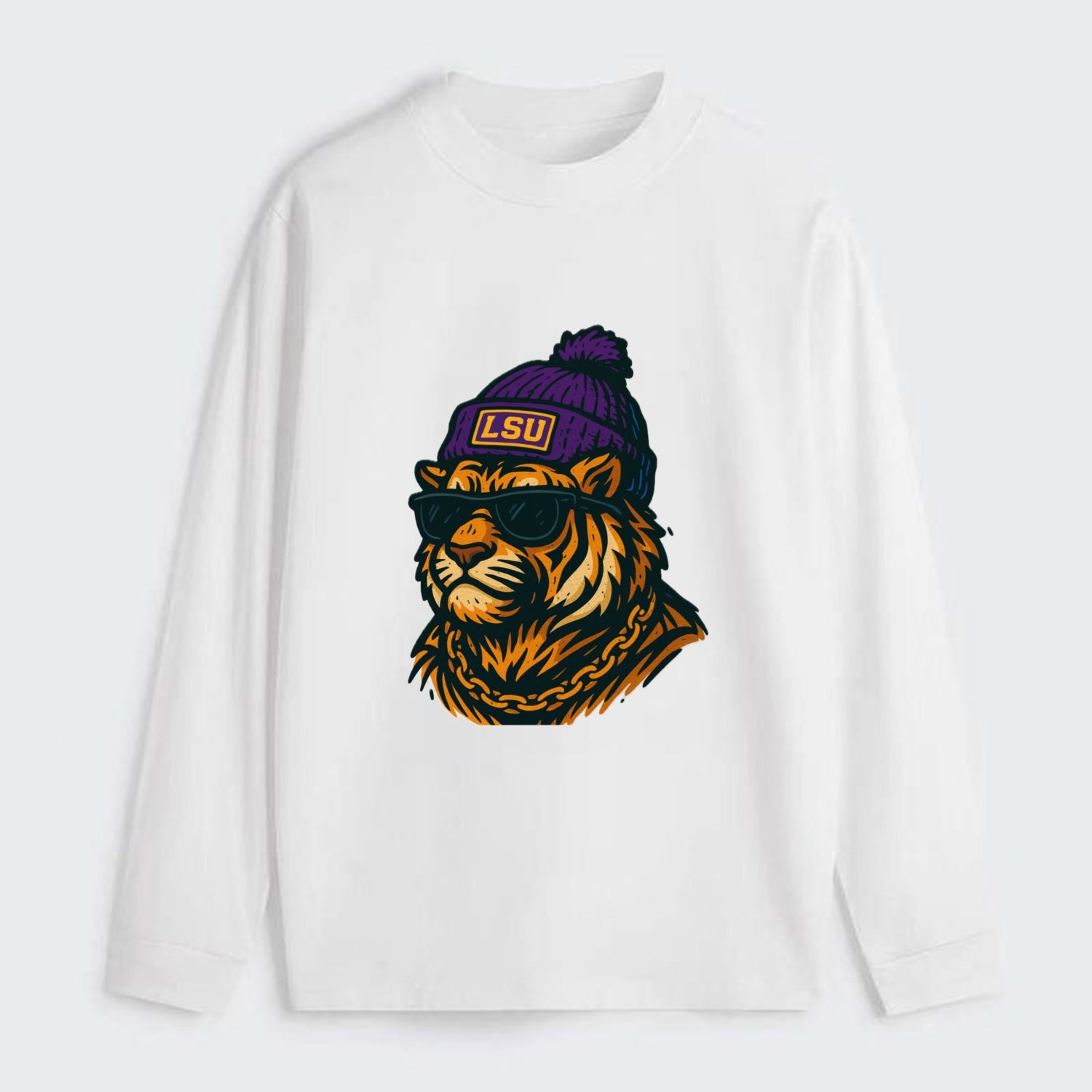 LSU Mike Tiger - Classic Long Sleeve Shirt - White