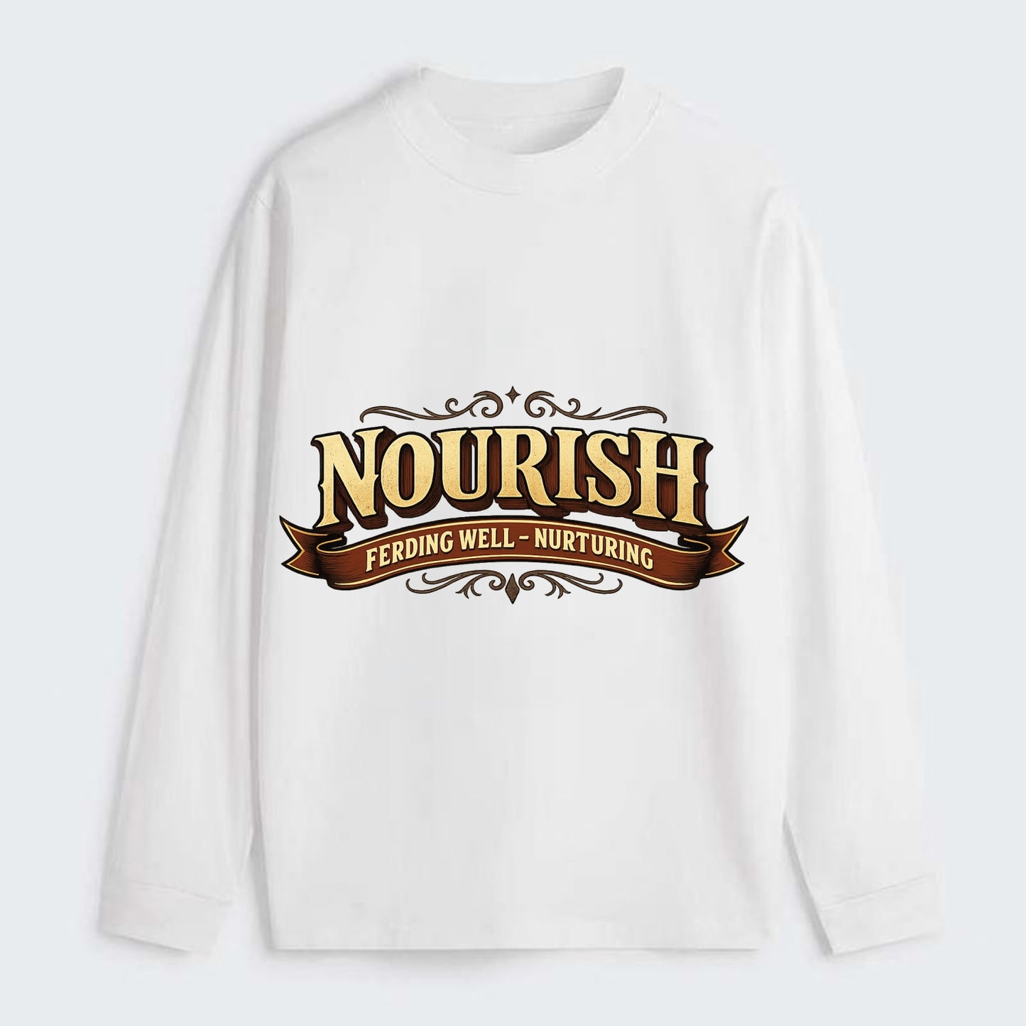 Bold typography design - "NOURISH" - feeding well, nurturing - Classic Long Sleeve Shirt - White