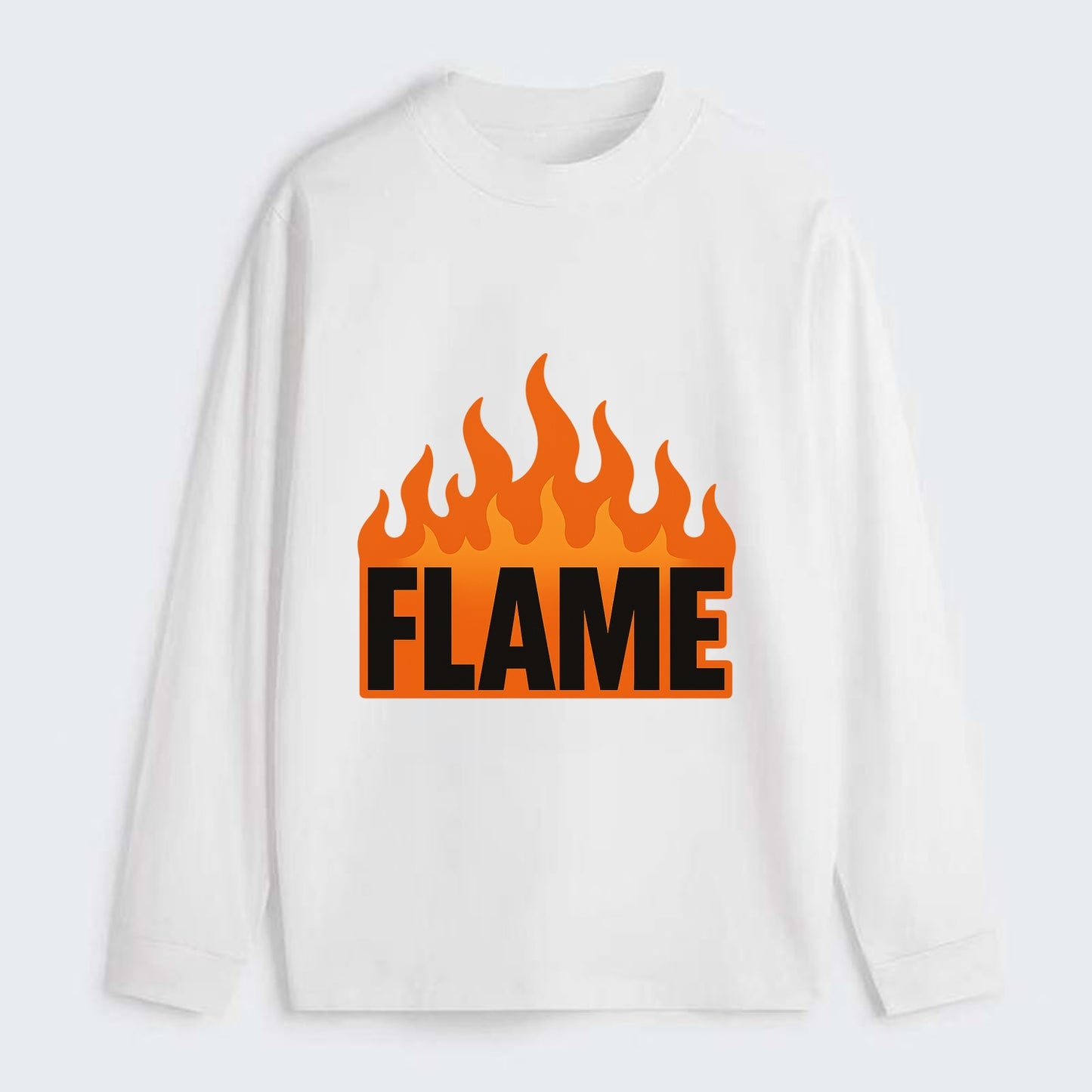 Bold typography design - "FLAME" - burning bright, passionate - Classic Long Sleeve Shirt - White