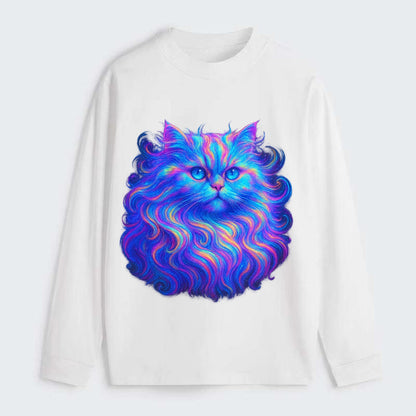 Luxurious Persian cat with flowing fur that refracts into rainbow - Classic Long Sleeve Shirt - White