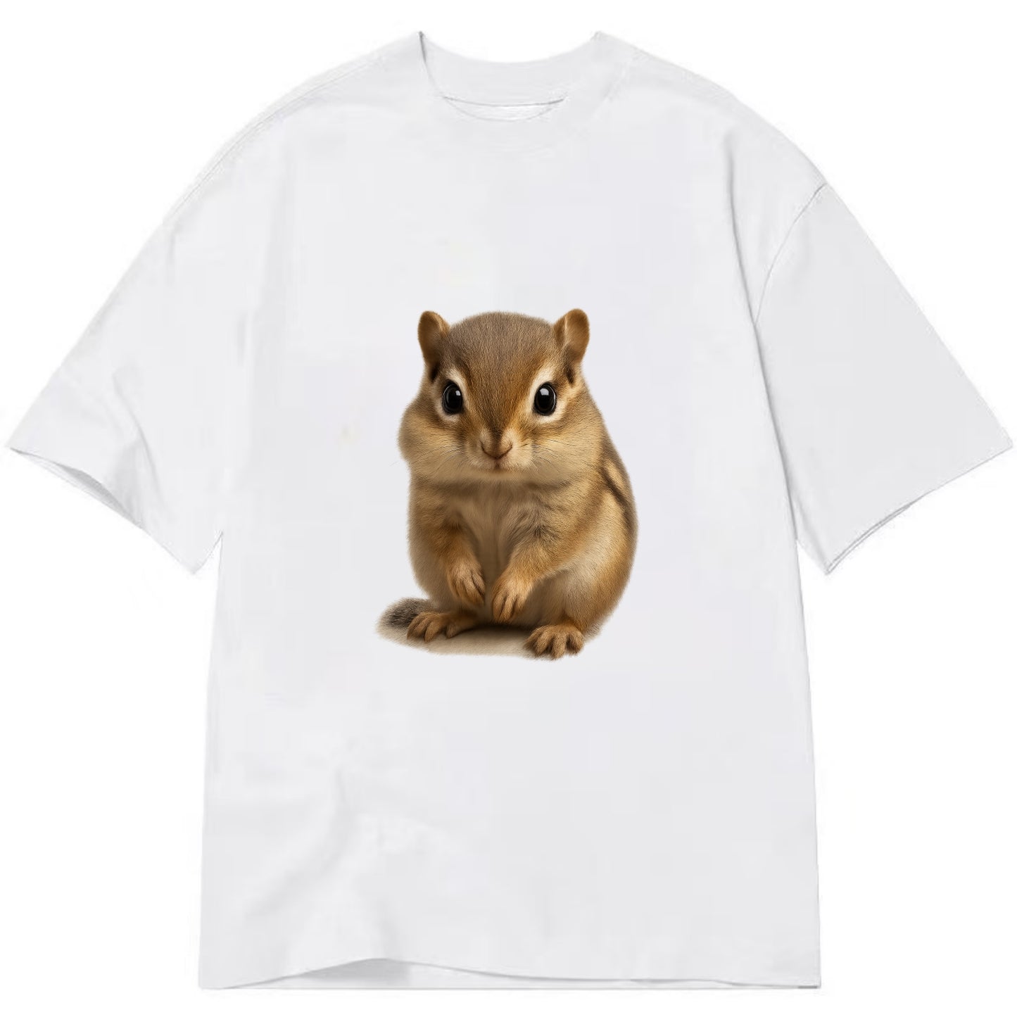 Baby Chipmunk - striped back, cheek pouches, tiny paws, bright eyes, - Classic T-shirt - White