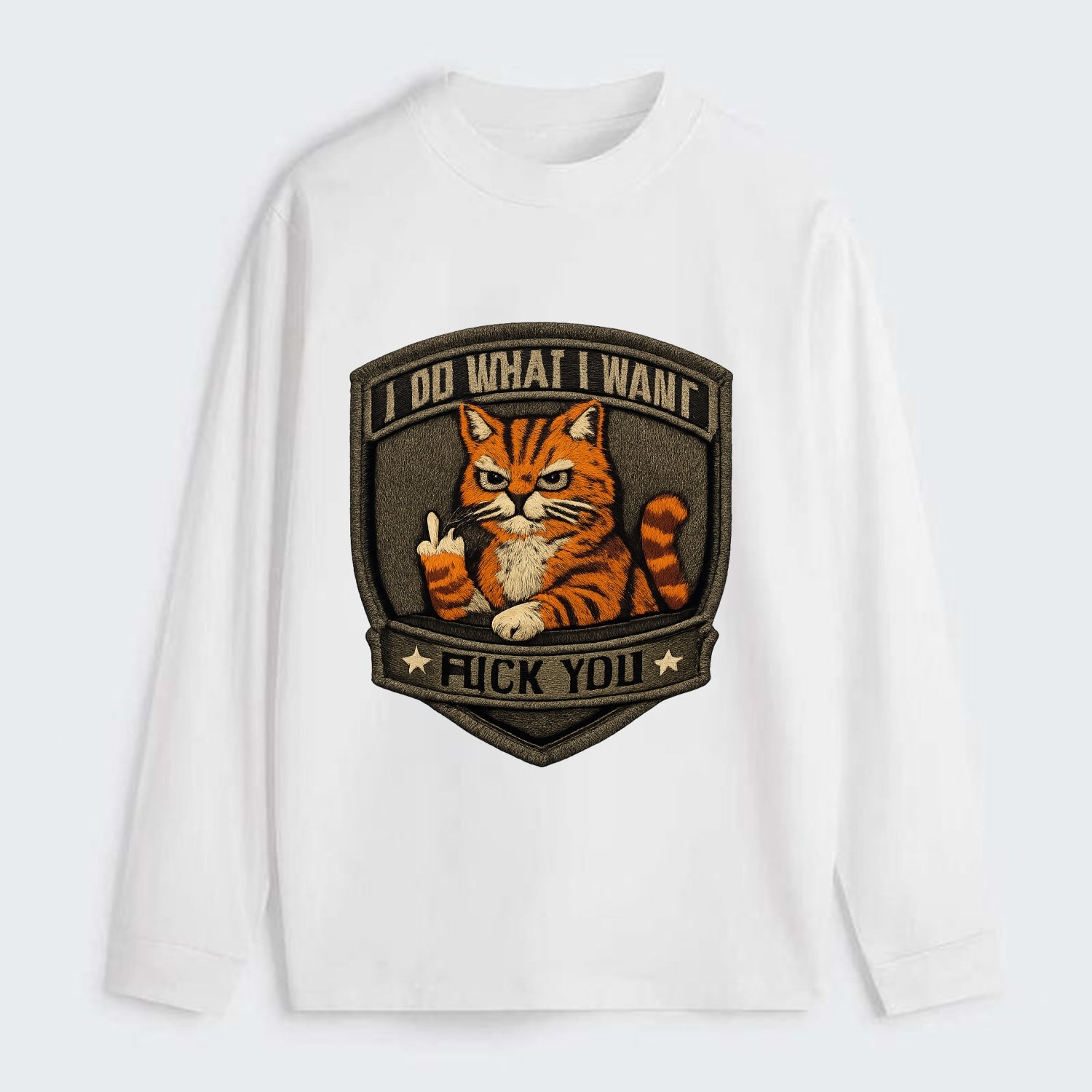 I DO WHAT I WANT CAT - sassy cat in orange , feline attitude - Classic Long Sleeve Shirt - White