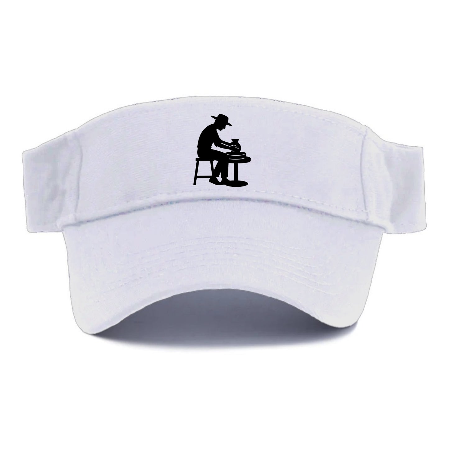 Potter shaping clay on wheel - Visor - White