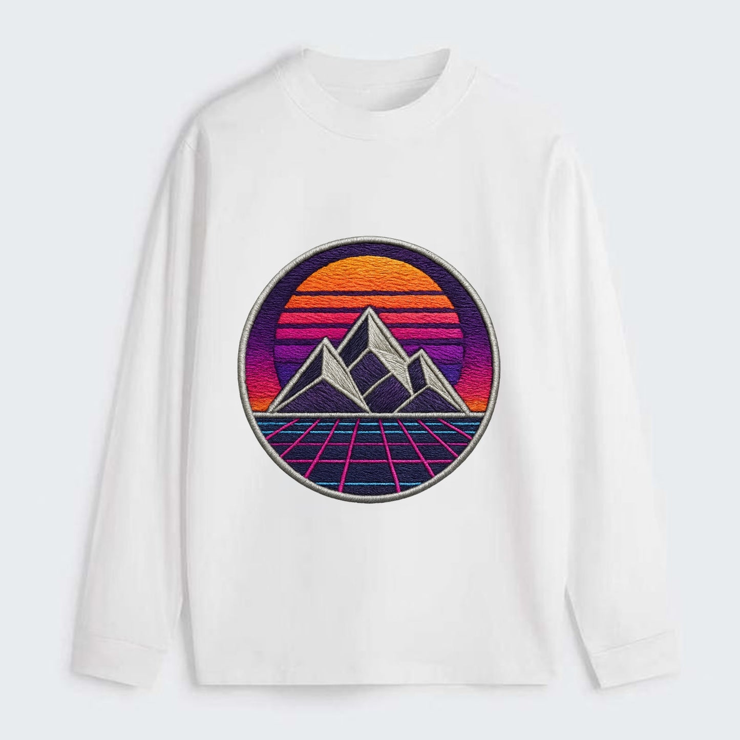 Retrowave Mountains - Classic Long Sleeve Shirt - White