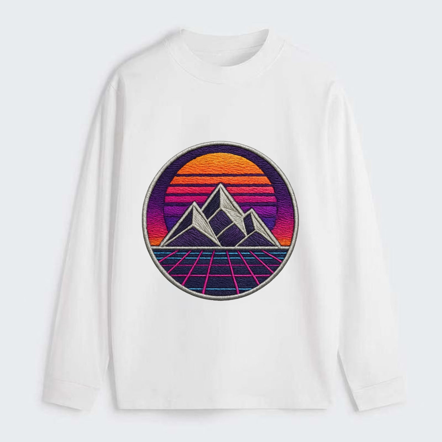 Retrowave Mountains - Classic Long Sleeve Shirt - White