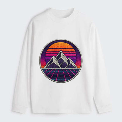 Retrowave Mountains - Classic Long Sleeve Shirt - White