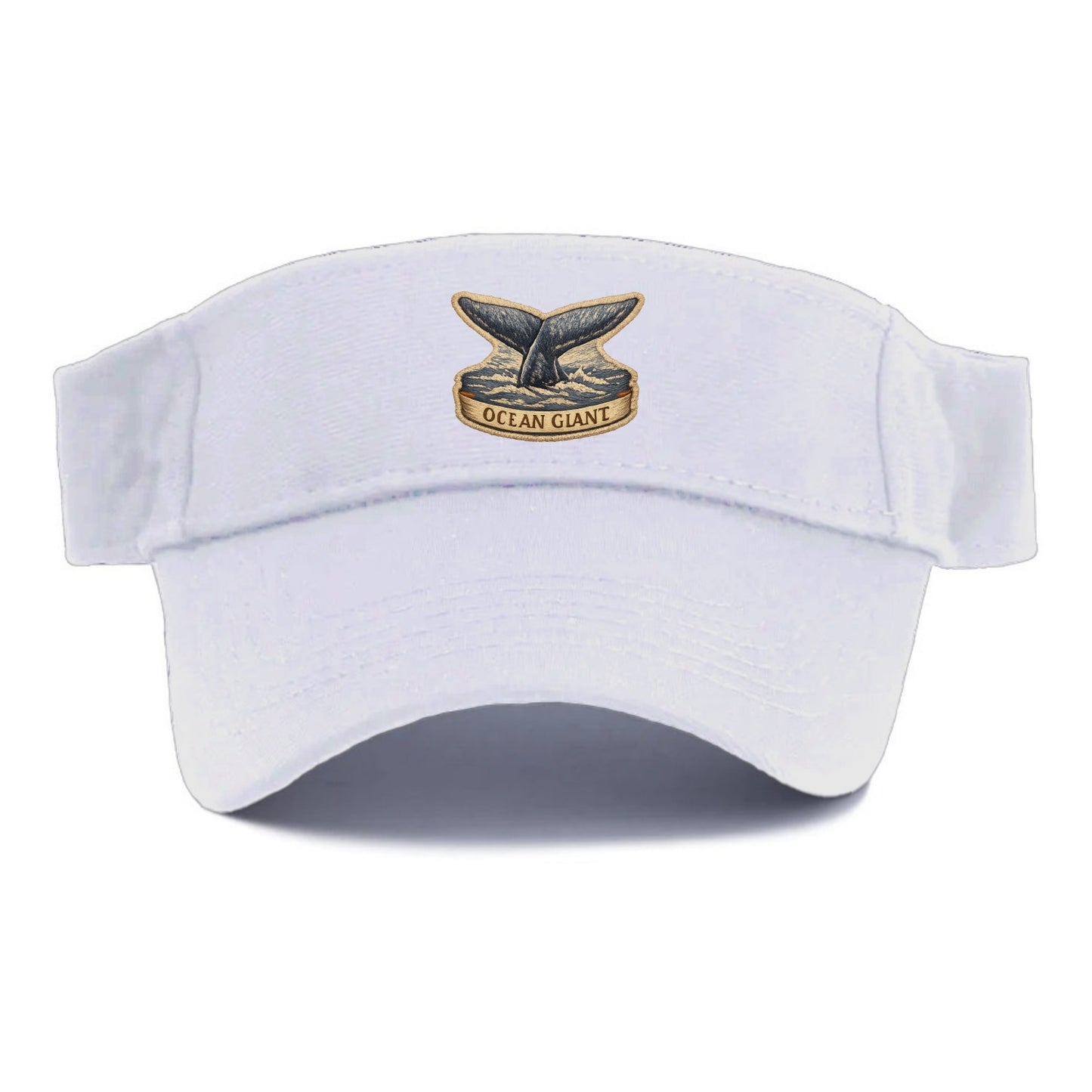 WHALE TAIL - diving whale in blue and gray , ocean giant - Visor - White