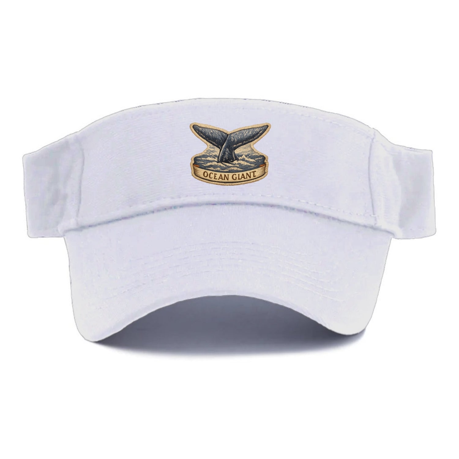 WHALE TAIL - diving whale in blue and gray , ocean giant - Visor - White