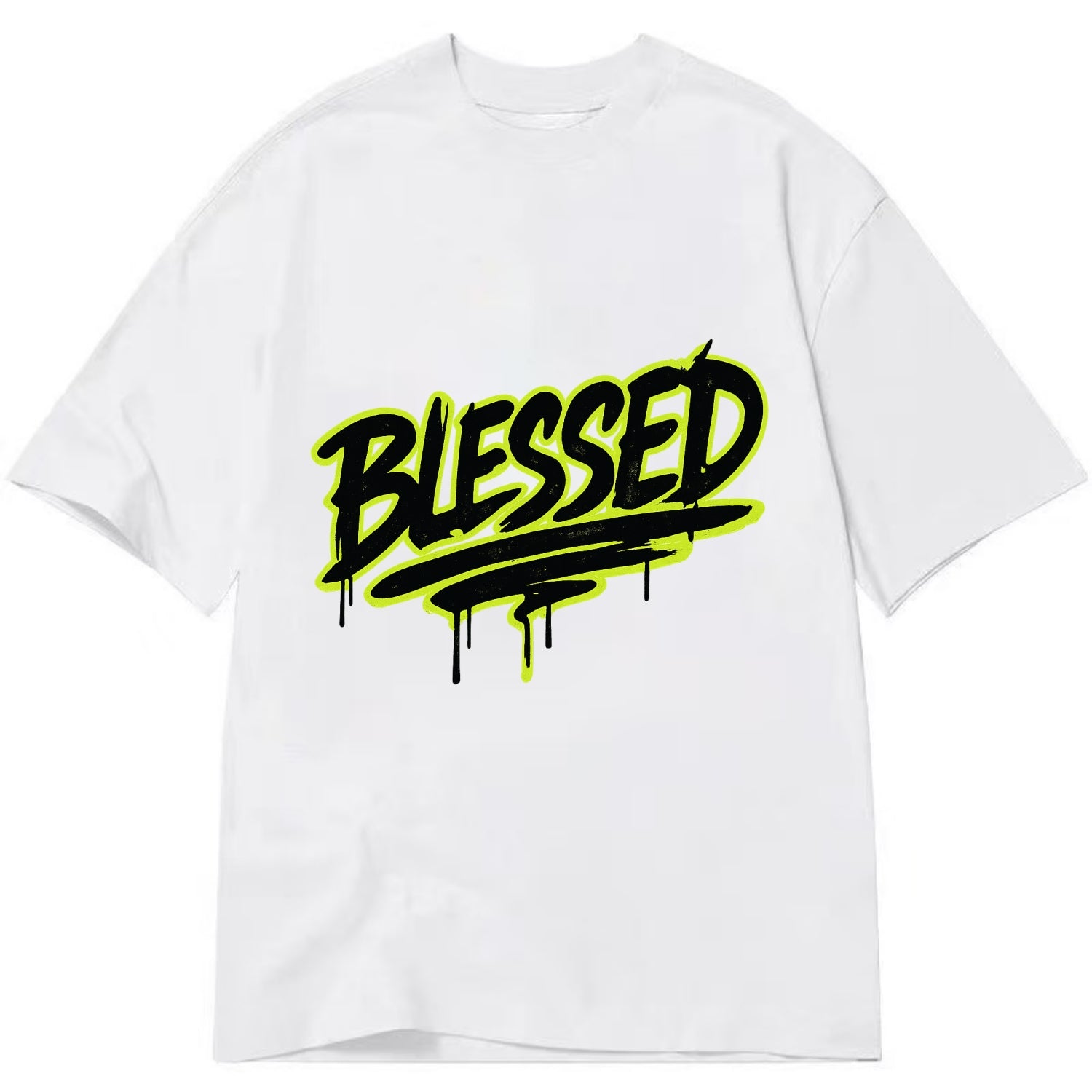 Bold typography design - "BLESSED" - recognizing good fortune, abundance - Classic T-shirt - White