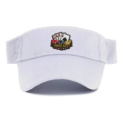 Embroidered patch design - POKER ACES - four aces with chips in red, black and gold - Visor - White