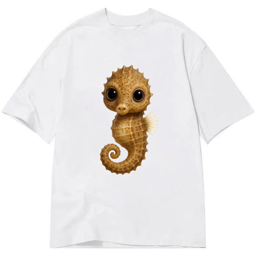 Baby Seahorse - curled tail, snout, large eyes, front-facing, delicate and cute - Classic T-shirt