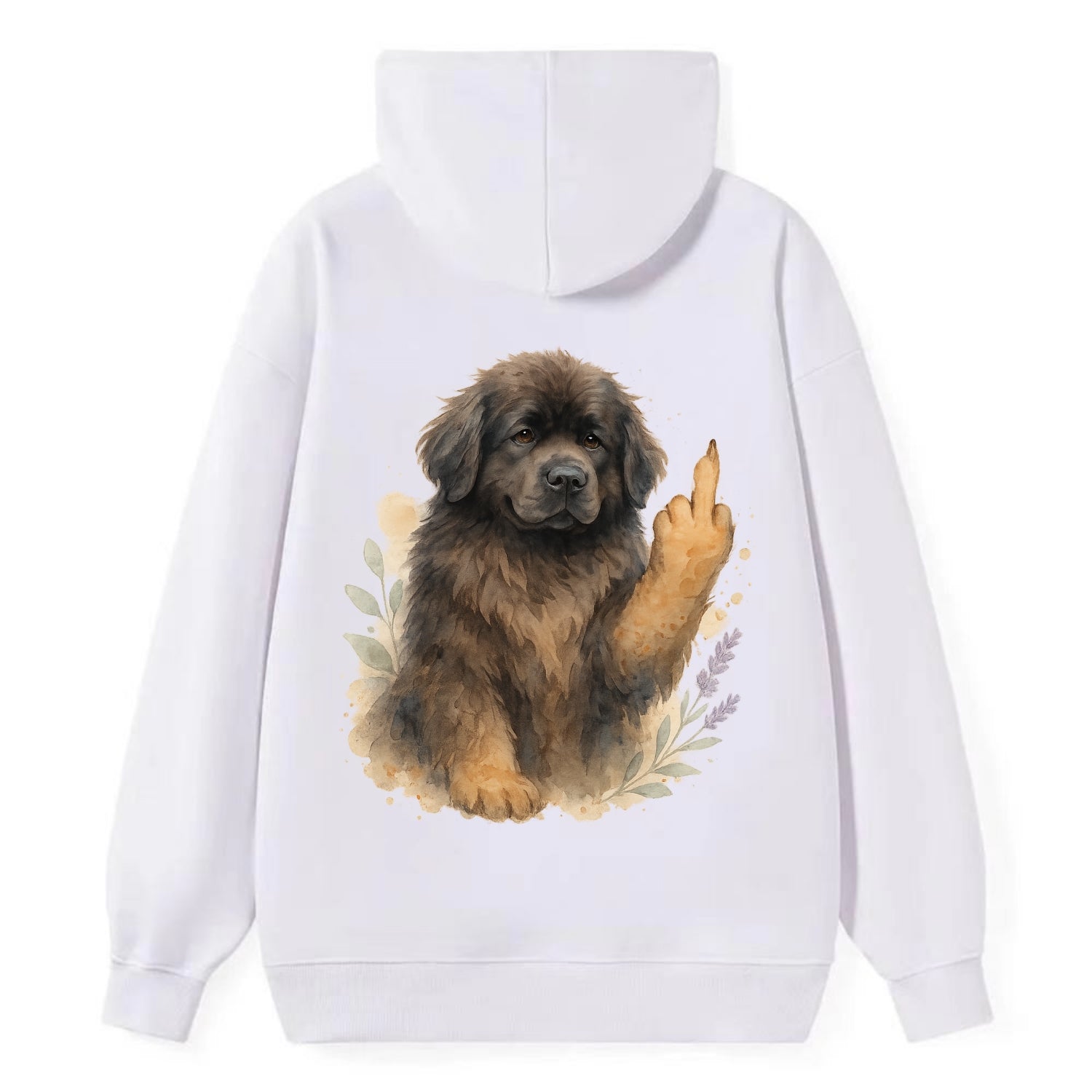 Newfoundland fluffy bear-like with webbed paws, massive gentle paw up - Classic Pullover Hoodie - White
