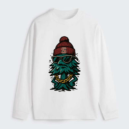 Palo Alto Tree wearing Stanford beanie with S patch - Classic Long Sleeve Shirt - White