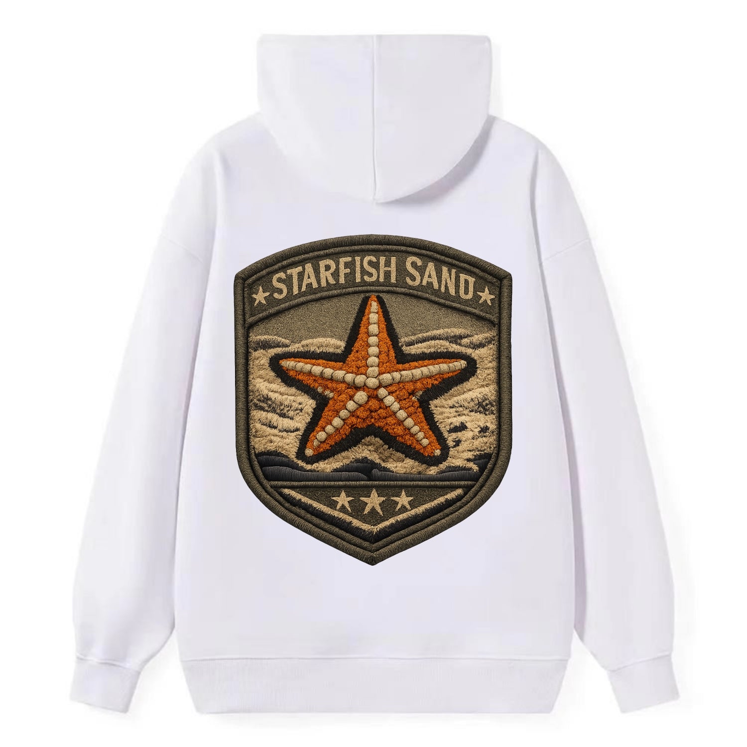 STARFISH SAND - sea star in orange and tan , beachcomber - Classic Pullover Hoodie - White