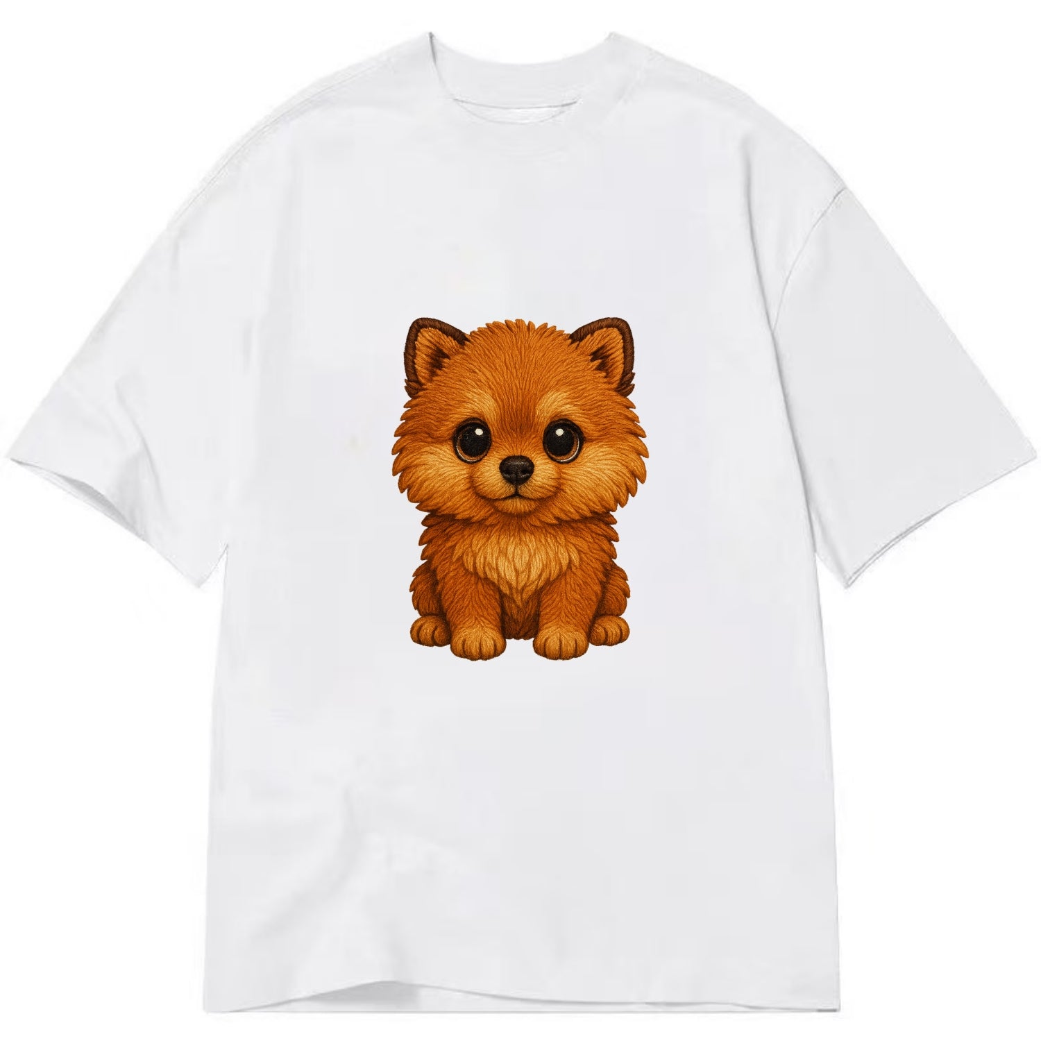 Baby Pomeranian Puppy - fluffy orange ball, fox face, tiny body, bright eyes, - Classic T-shirt - White