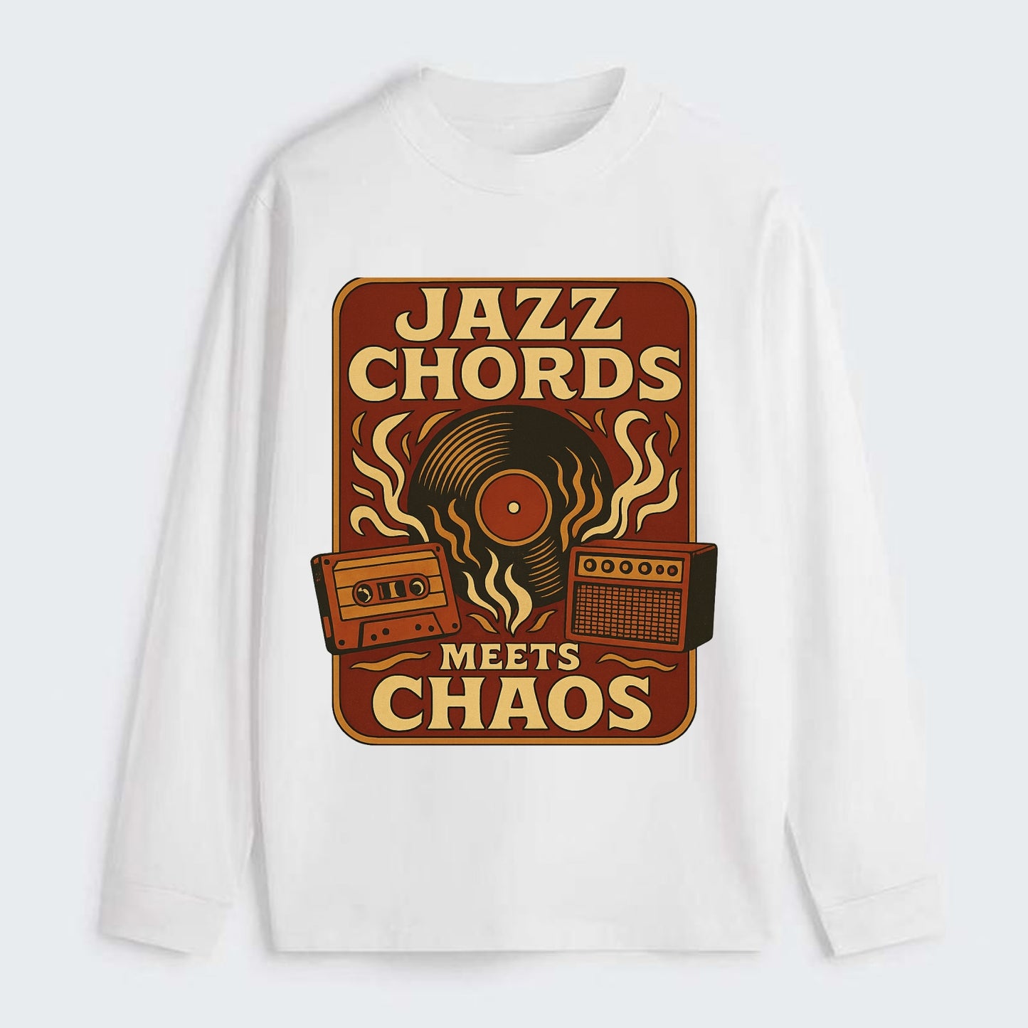 Jazz chords with hyperpop energy - "Jazz Meets Chaos" - unexpected - Classic Long Sleeve Shirt - White