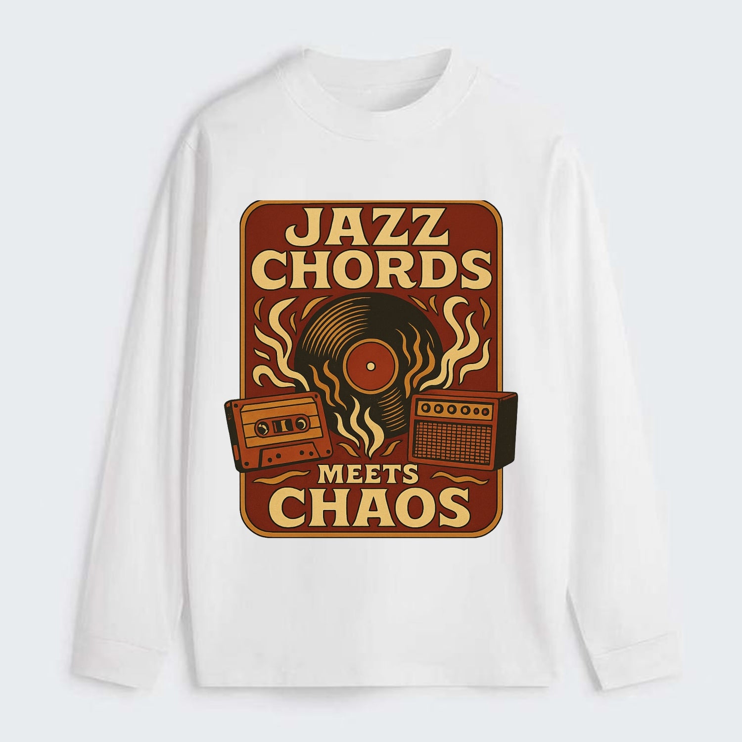 Jazz chords with hyperpop energy - "Jazz Meets Chaos" - unexpected - Classic Long Sleeve Shirt - White