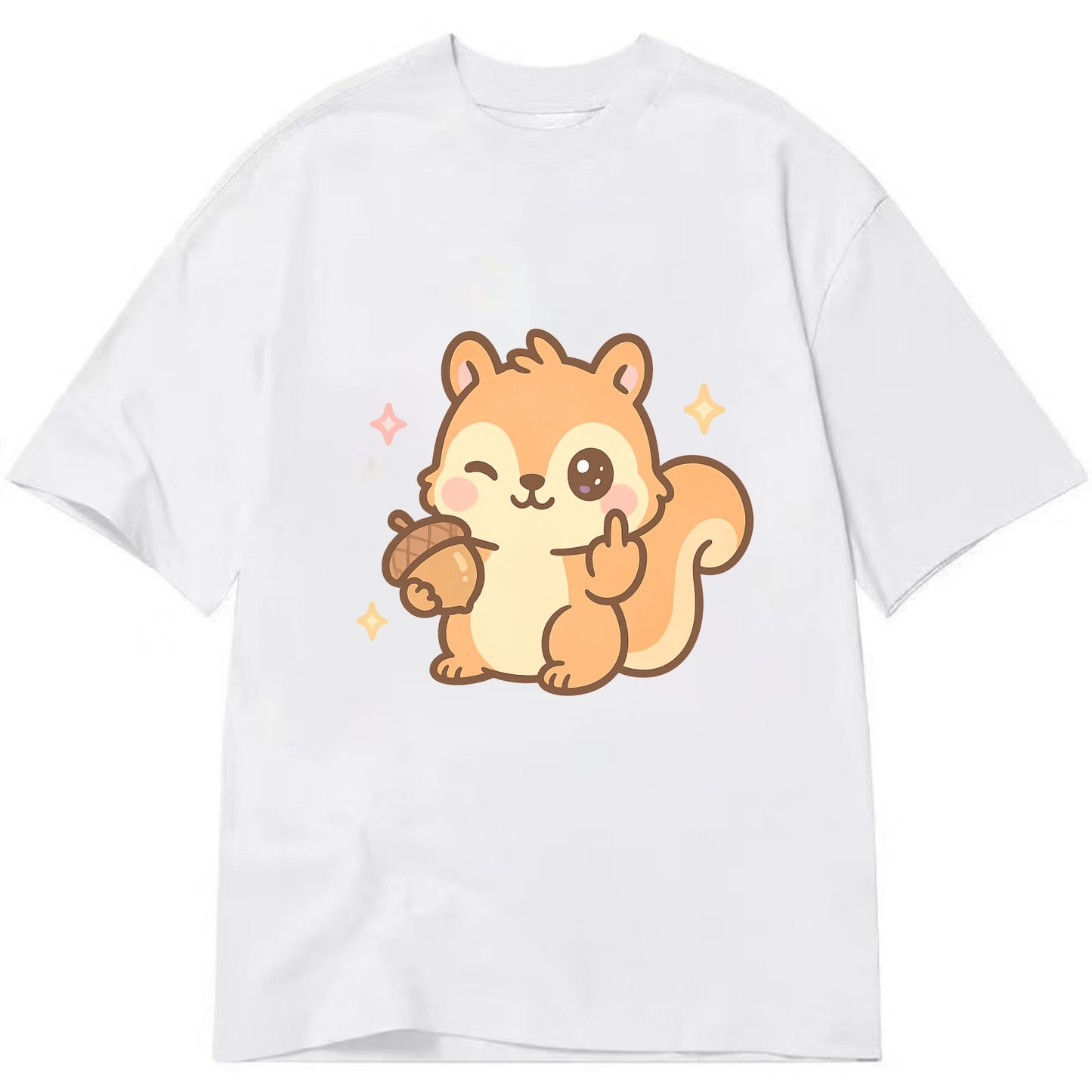 sweet squirrel holding acorn in one paw, flipping off with the other - Classic T-shirt - White