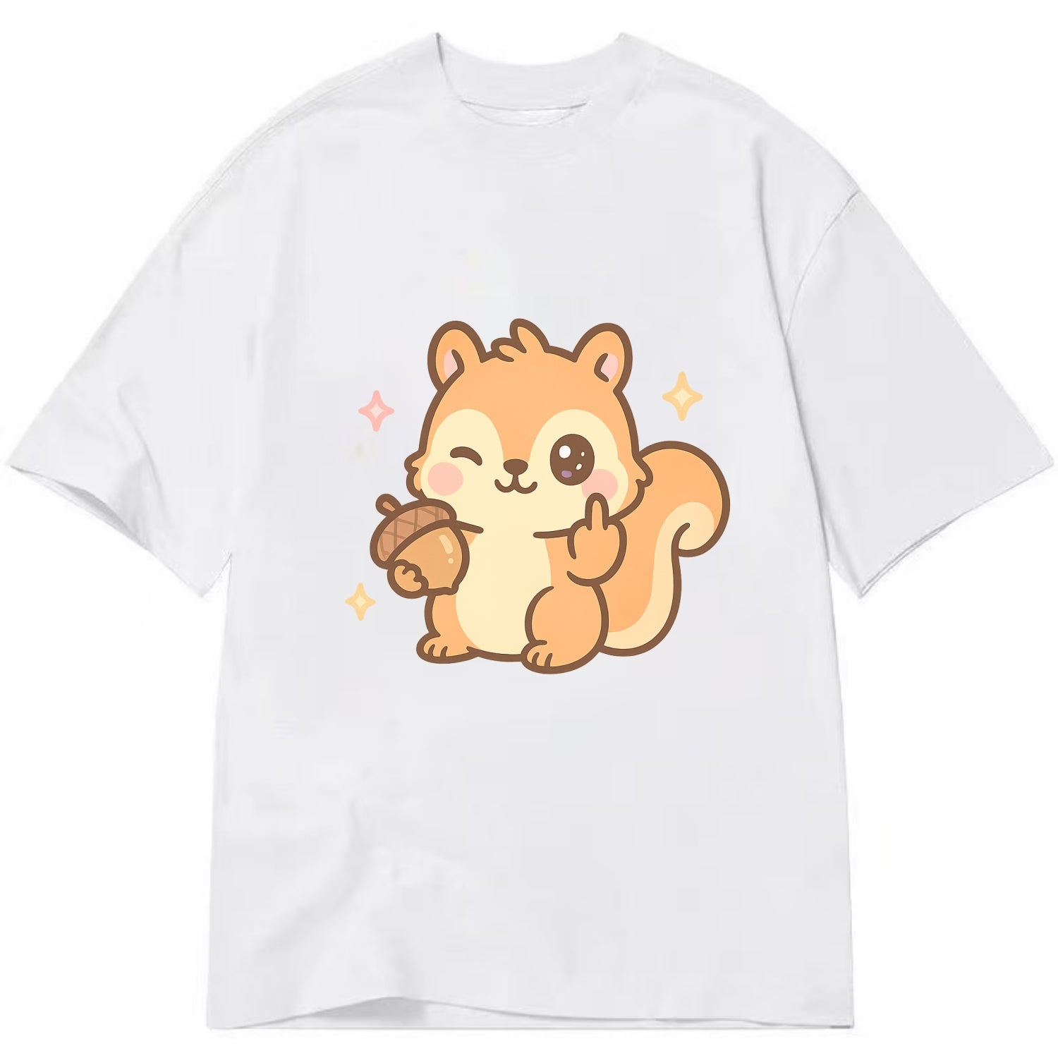 sweet squirrel holding acorn in one paw, flipping off with the other - Classic T-shirt - White