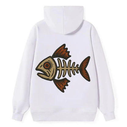 Fish Skeleton  - Classic Pullover Hoodie - White