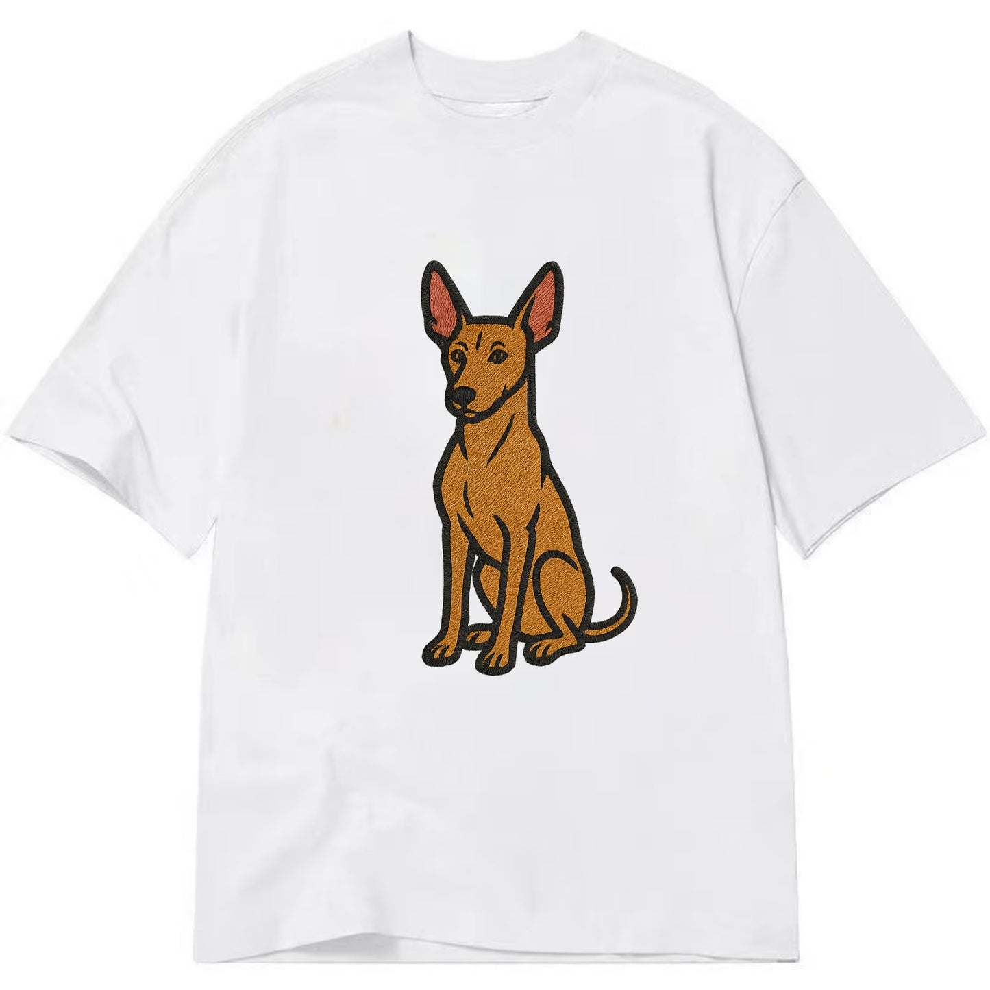 Pharaoh Hound - Tan colored embroidered pose - Classic T-shirt - White