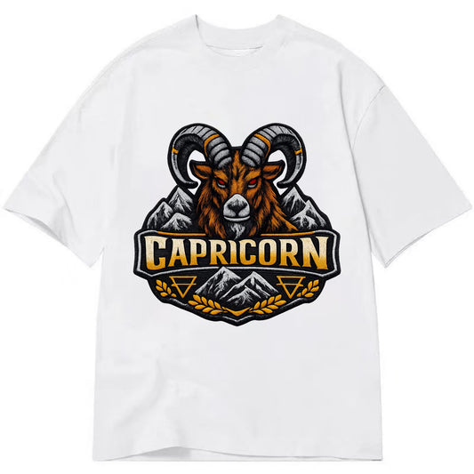 CAPRICORN GOAT - mountain goat in brown and gray , earth sign - Classic T-shirt - White