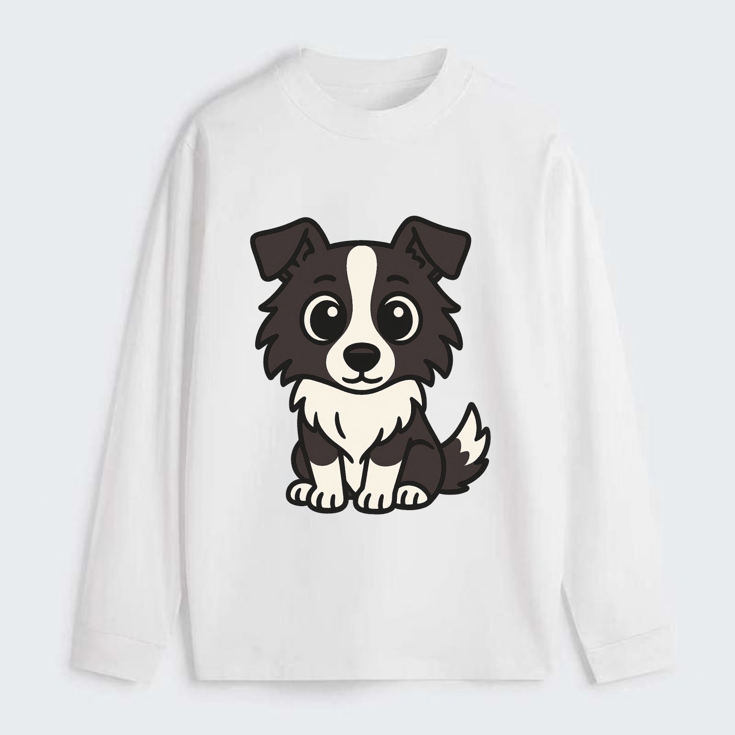 Border Collie - Intense stare sitting pose - Classic Long Sleeve Shirt - White