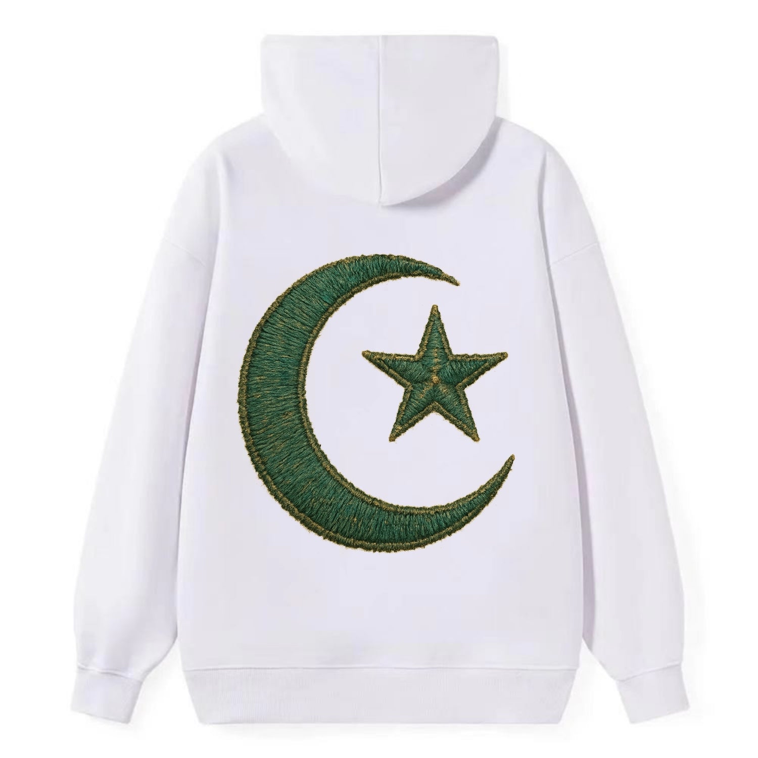 Crescent Moon and Star - Classic Pullover Hoodie - White