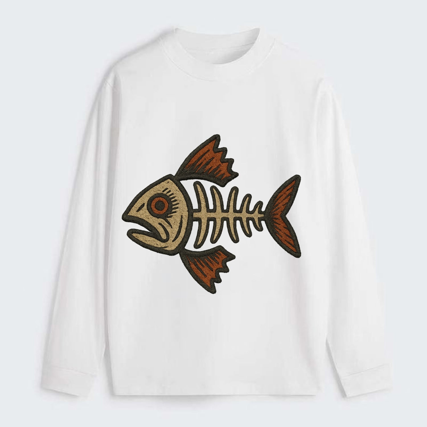 Fish Skeleton  - Classic Long Sleeve Shirt - White
