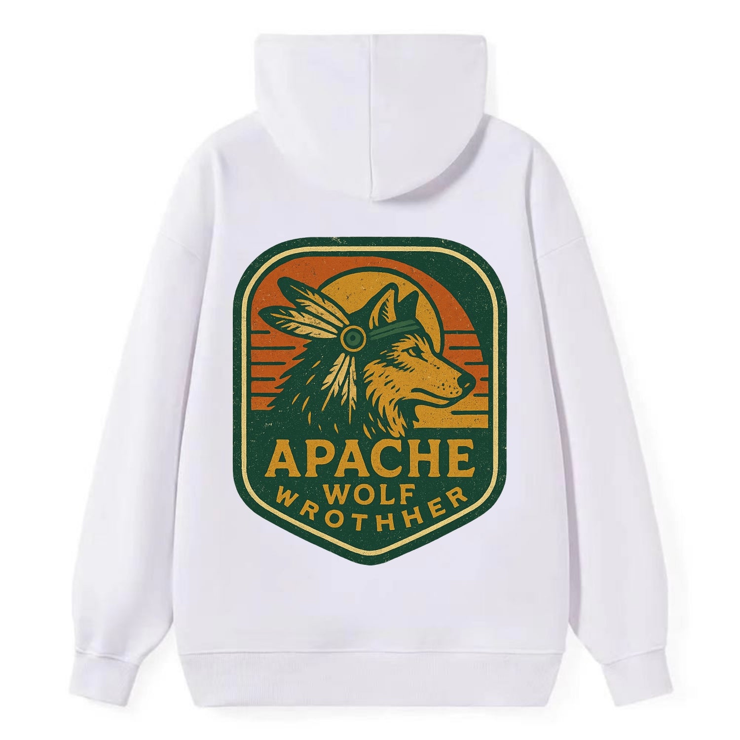 Apache Wolf Brother  - Classic Pullover Hoodie - White