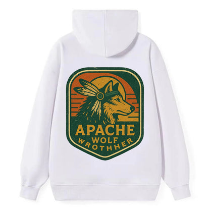 Apache Wolf Brother  - Classic Pullover Hoodie - White