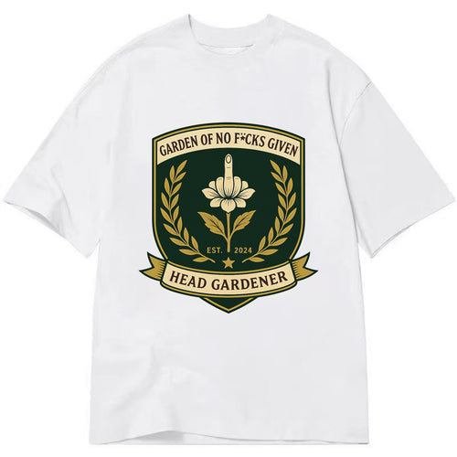 Shield with middle finger flower - Garden of No F*cks Given - Head Gardener - - Classic T-shirt