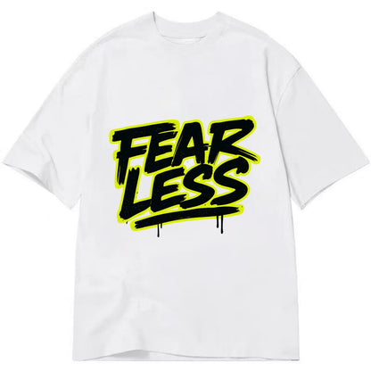 Bold typography design - "FEARLESS" - courage, bravery, facing challenges head on - Classic T-shirt - White