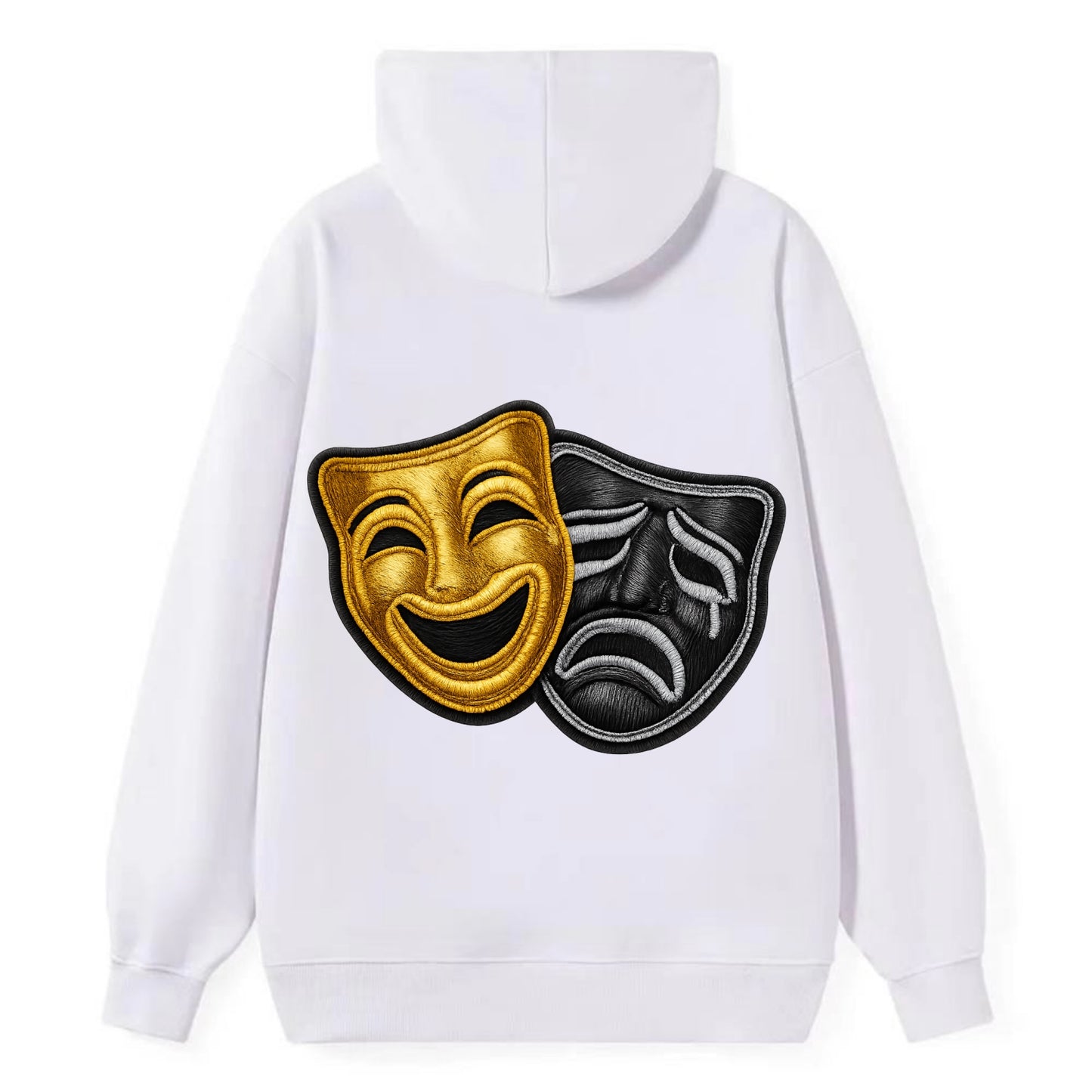 BROADWAY MASKS - comedy tragedy masks in gold and black , theater - Classic Pullover Hoodie - White
