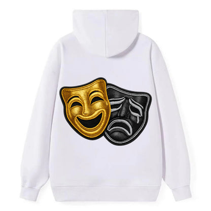 BROADWAY MASKS - comedy tragedy masks in gold and black , theater - Classic Pullover Hoodie - White