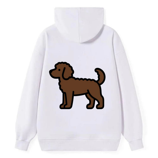 Labradoodle - Chocolate curly flat side profile - Classic Pullover Hoodie - White